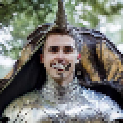 Magical football kicked through enchanted forest, dragons and unicorns watch as chainmail-clad warrior wields glowing sword, all in Fantasy RPG style.