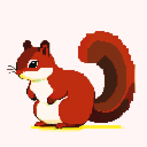 squirrel standing sideways against a clear single color background