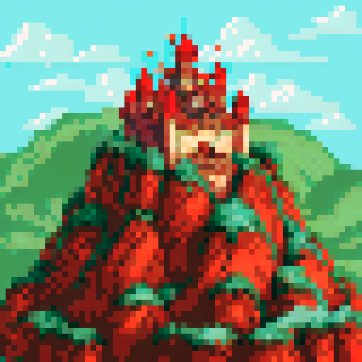 medieval castle, hilltop, small village, palisades, sRGB, pixel art, background, landscape