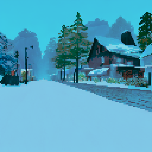 a cozy winter day landscape