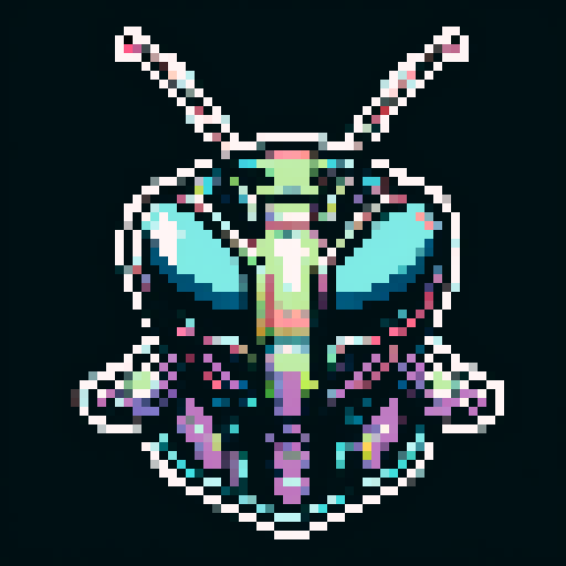 praying mantis helmet, retro 8-bit, intricate detailing, sharp angles, pixel art