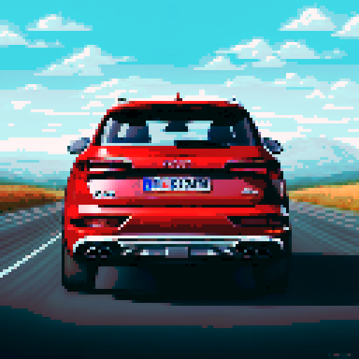 photorealistic Audi Q5, centered, three quarter view, clean background, pixel art, sRGB
