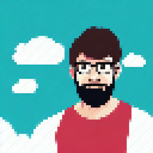 programmer man, brunette, bearded, with glasses, turkish man, profile picture
