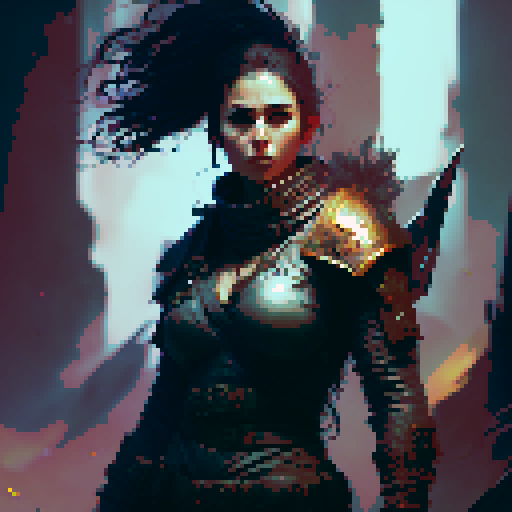 female barbarian, tall, menacing, full body, intense glare, angry, large axe, tribal tight-fitting clothing, Action Pose, Imposing stance, fantasy Medieval RPG