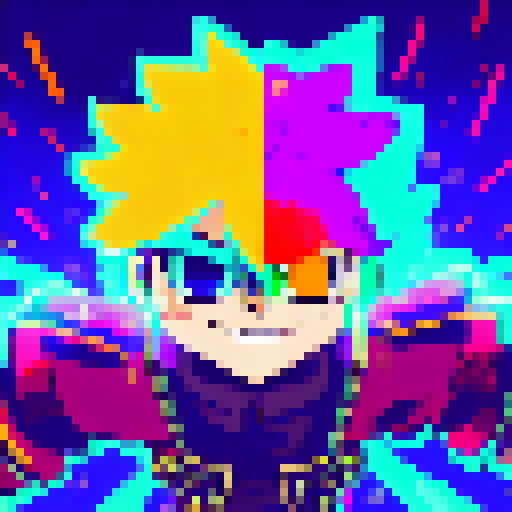 Ekko dashes through a vibrant, neon-lit cityscape, wielding a glowing, time-warping device and sporting his signature punk-inspired look.