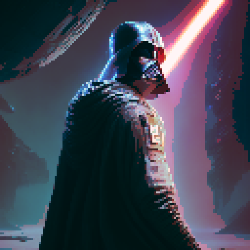 Darth Vader in a dark and obscure way in the dark ((extremely detailed and love deformations)) on the death star ((me extremely quality)) in 4k/8k detailed lighting and cinematic aspects