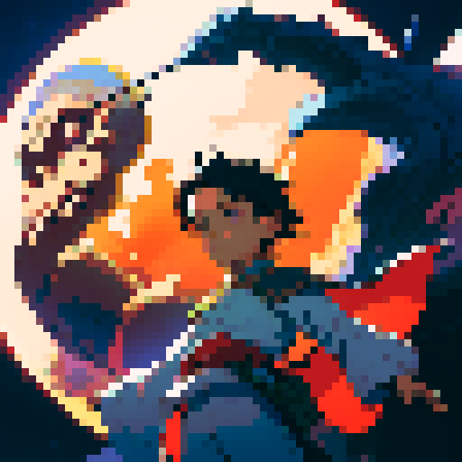 a male small child, around 8 years old, with open arms, and a headpiece that looks like the sun, and a detail in his clothes on the chest area that resembles the moon
