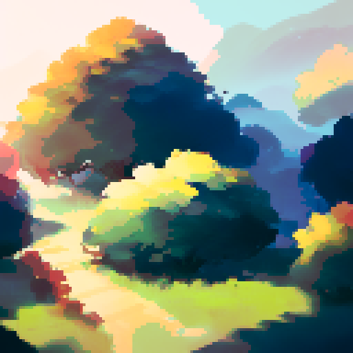 cloudy, golden sunset sky, vibrant hues, textured brushstrokes, dreamlike quality, landscape portrait