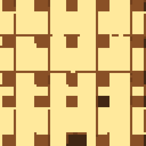 Create a top-down pixel art tile set for an RPG classroom. Include tiles for:

Desks and Chairs (top-down view)
Blackboard (with optional chalk markings)
Teacher's Desk (with details like books)
Windows (showing a simple outdoor view)
Bookshelves (filled with books)
Flooring (wooden or tiled patterns)
Walls and Partitions
Decorations (educational posters or charts)
Use a retro, pixelated style with a cohesive color palette, ensuring tiles are modular for easy assembly.