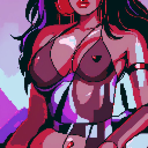 curvy, busty goth girl nude portrait, black hair, purple eyeshadow, red lipstick, nude glamour shot, vibrant srgb colors, edgy aesthetic