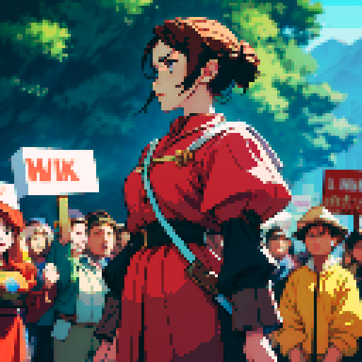 men and women workers rallying for their rights