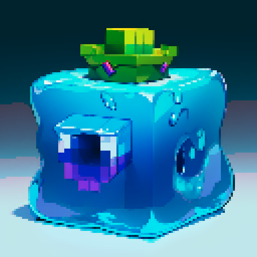 Blue Slime cube, Gelatinous cube, wearing crown