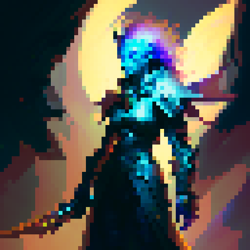 create a lightning element heavenly white skinned bulky death knight with a sapphire and yellow inspired color palette casting a revival spell. I need the knight to look very intimidating.