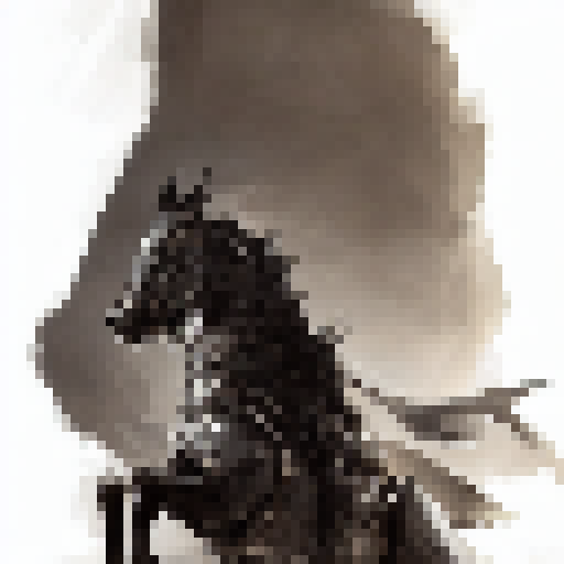 Armored knight, riding a magnificent black horse, charges through a misty forest toward a towering castle, with a gleaming sword raised high and a look of determination on his face, all depicted in a realistic fantasy RPG art style.