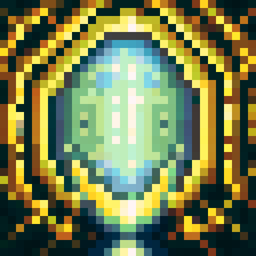 fall landscape, peaceful atmosphere, serene colors, vibrant foliage, stillness of nature, empty meadow, calm river, golden sunlight, tranquil mountains, distant horizon, falling leaves, soft breeze, misty morning, gentle fog, crisp air, solitary tree, detailed textures, intricate patterns, game icon style, 32x32 pixel art, sRGB color space, skillful brush strokes, close-up perspective, portrait orientation