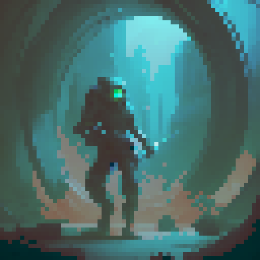 a warrior teleporting through a portal
