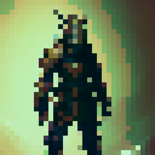 muromachi-era samurai in traditional armor, sprite for roguelike game