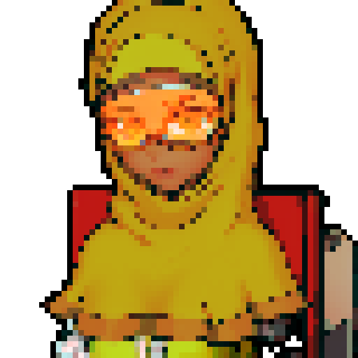 Teenage black girl with orange hijab and orange neon glasses