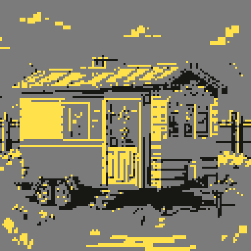 Tiny suburban trailer home, legend of Zelda isometric perspective, front view, tile based art, 8x8 tiles, pixel art

