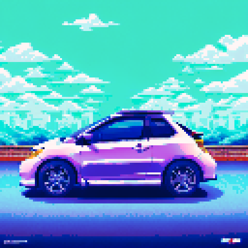 Photorealistic, centered Honda Civic in a three quarter view, right wheel in front, clean background, pixel art style with sRGB colors