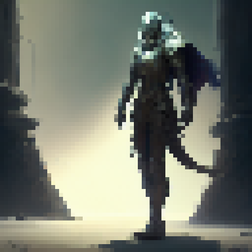 Knight in full body armor, walking animations