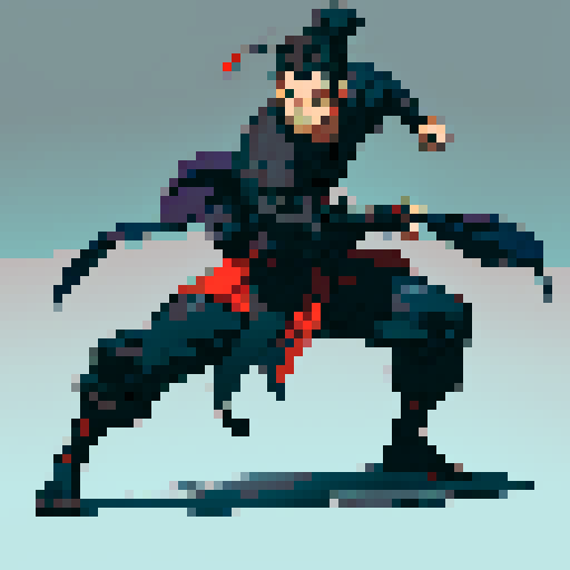 Full-body image of a male ninja ready to fight, no background