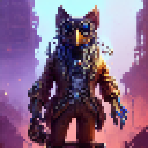 Steampunk owl character from Bioshock Infinite universe, adorned with aetherpunk gadgets and goggles, perched atop a rusty cog in a fantastical RPG world.