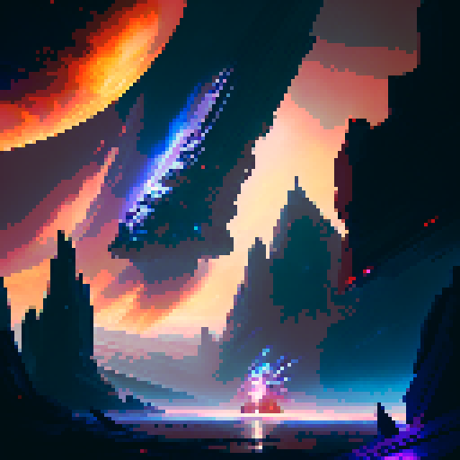 A towering, armored space marine wields a glowing plasma cannon while charging into battle alongside a swarm of otherworldly creatures, set against a backdrop of a dark and foreboding planet with fiery red skies and jagged rock formations
