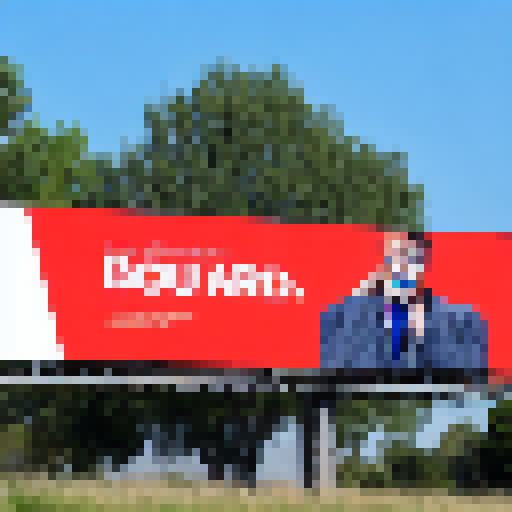 An image of a billboard with clear and catchy text.