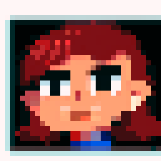 redhead girl standing still; pixel art