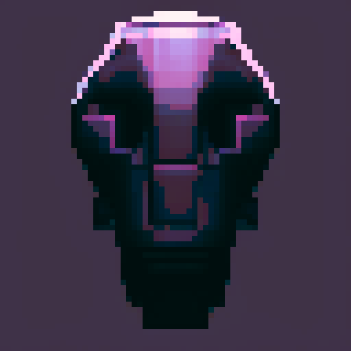 geometric alien relic, black and white with purple aura