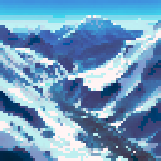 Snow-capped peaks loom behind a sleek, futuristic science lab nestled in the rugged alpine terrain, with icy streams winding through the breathtaking landscape.