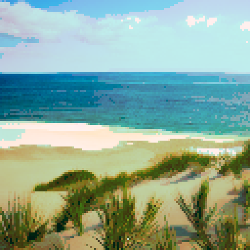 in 2d style side view
Breeze Bay Island is a small piece of land surrounded by clear ocean waters. It is shaped like a peninsula, framed by dense green trees, creating a dense forest cover.

The white sandy beach stretches along the coast, forming a natural promenade. The sand is soft and warm to the touch, inviting you to walk on it barefoot. In the distance, small dunes can be seen rising above the sandy coast.