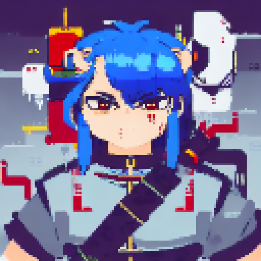 cyberpunk warrior, katana on back, vivid colors