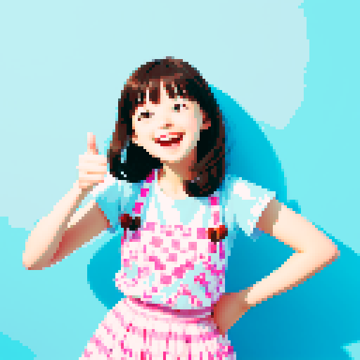 thumb up, girl, happy, excited, blue background