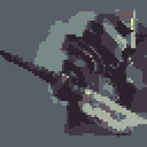 dark souls-like knight, brown-haired, no helmet, wielding a sword and shield, shield embossed with a golden "V", pixel art, sRGB