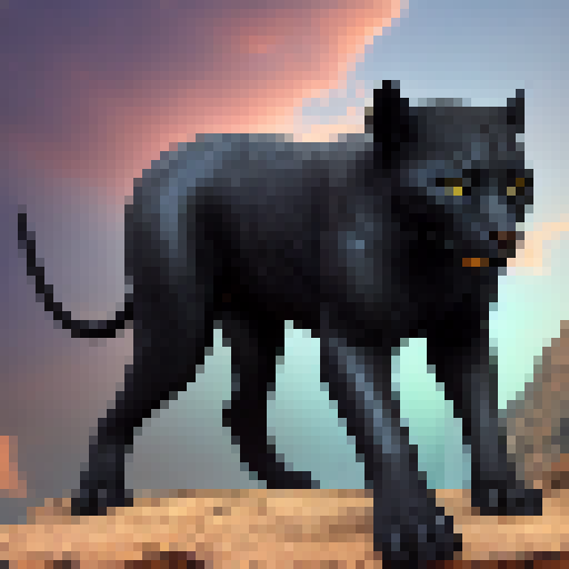 Generate an african female black panther in the skys
