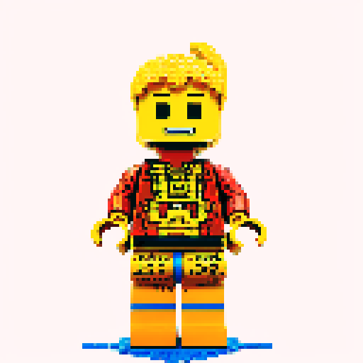 lego pixel, vibrant colors, blocky shapes, small plastic bricks, isometric perspective, retro video game, low resolution, 8-bit graphics, sharp edges, square grid, limited color palette, nostalgic feel, brick-built characters, iconic lego logo, digital recreation, detailed textures, crisp lines, simplified forms, nostalgic gaming vibes