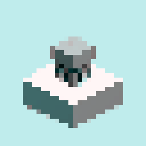 grayscale pixel art isometric anvil