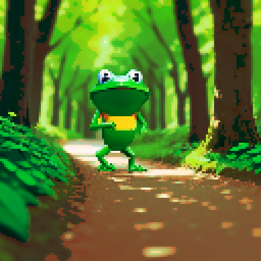 frog with open mouth on forest path 