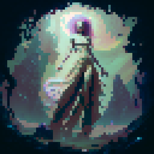 Medusa, with serpents for hair, slithering through a mossy dungeon with glowing, magical crystals illuminating her path, searching for her next victim