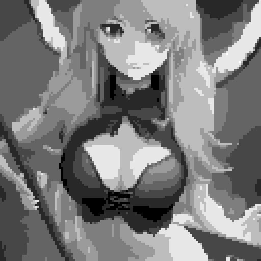 lustful succubus, skin tight lace, deep v-neck crop top, demonic scythe, pixel art, sRGB