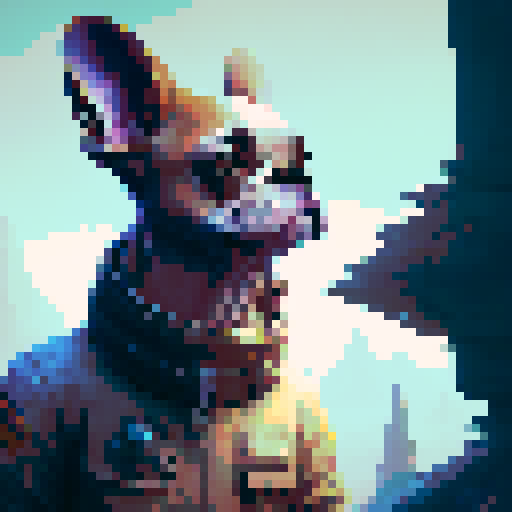 Pixel art French bulldog from the side