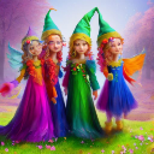 Colorful elves that poses magical powers