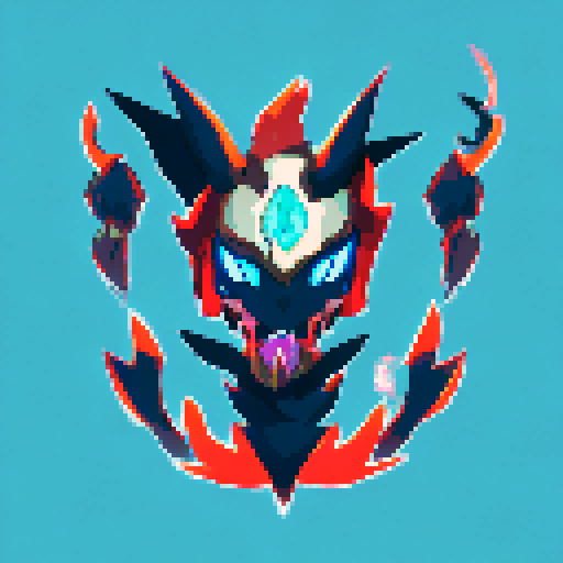 fiery horns, glowing red eyes, sharp fangs, flowing black wings, menacing grin, flowing dark cloak, intricate tattoos, intense aura