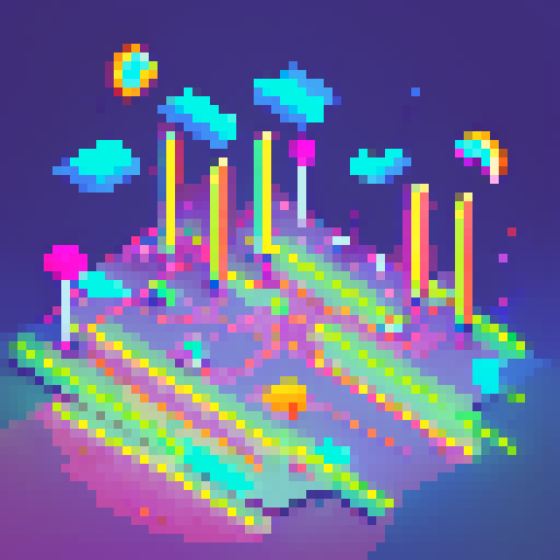 Pixelated stick figures race across a glitchy, neon landscape, leaving trails of rainbow-hued exhaust behind them.