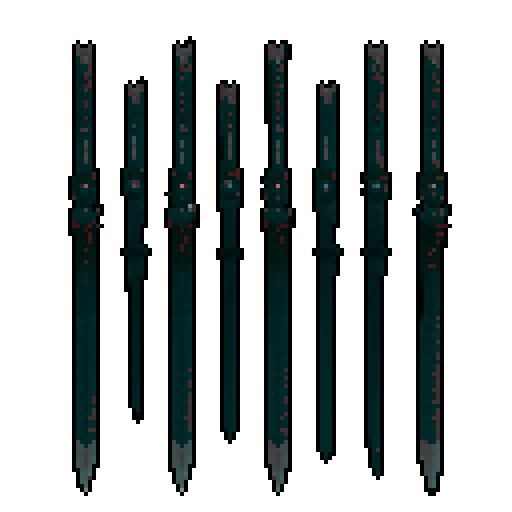5 sets of 10 themed swords
Set 1 undead
Set 2 goblin(short daggers mostly)
Set 3 Elven
Set 4 Dwarven (hammers and stuff)
Set 5 powerful magic weapons
Include bows, hammers daggers swords and wands