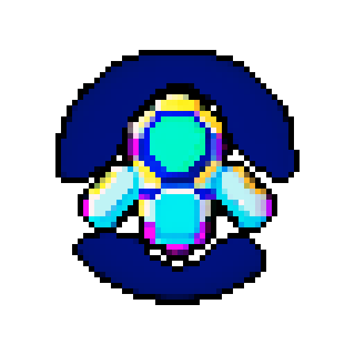 a transparent pure 2d sprite for a space game. It needs to look like the top view of a futuristic spaceship all by itself with the background transparent ,style of the 80s. The spaceship should not have any shadows.