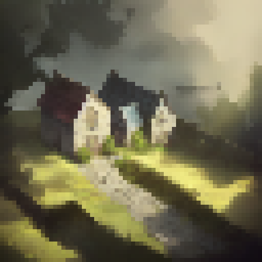 Melancholic, dreary, and solitary landscape portraying death, decay, and despair with muted colors of lifelessness and emptiness.