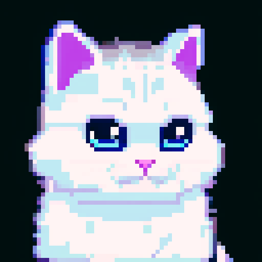 anime style cute brown cat with black eyes, pixel art, sRGB